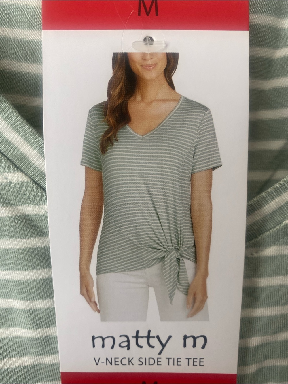 Matty M Women's Top Side Tie Short Sleeve T-Shirt Green (CLOSET CLEAR OUT)